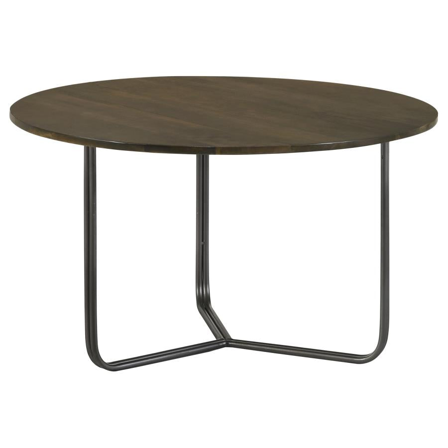 Yaritza Round Accent Table With Triangle Wire Base Natural And Gunmetal