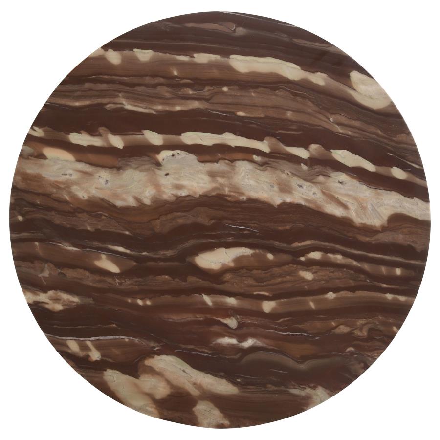 Latifa Round Accent Table With Marble Top Red And Black