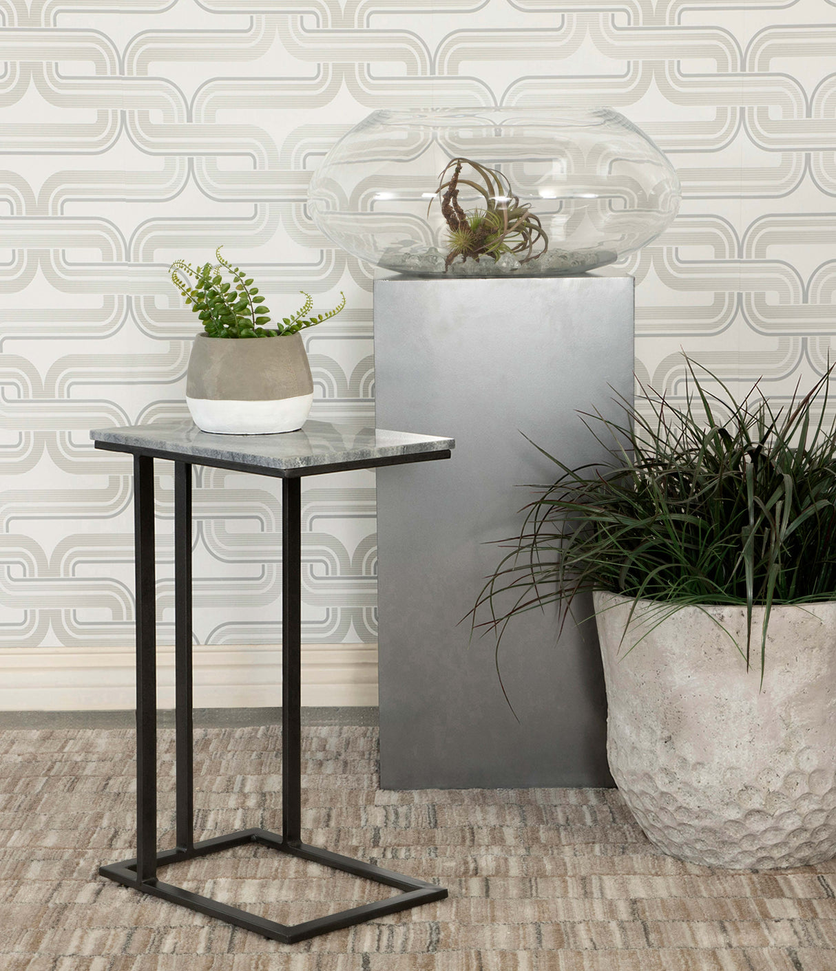 Vicente Accent Table With Marble Top Grey