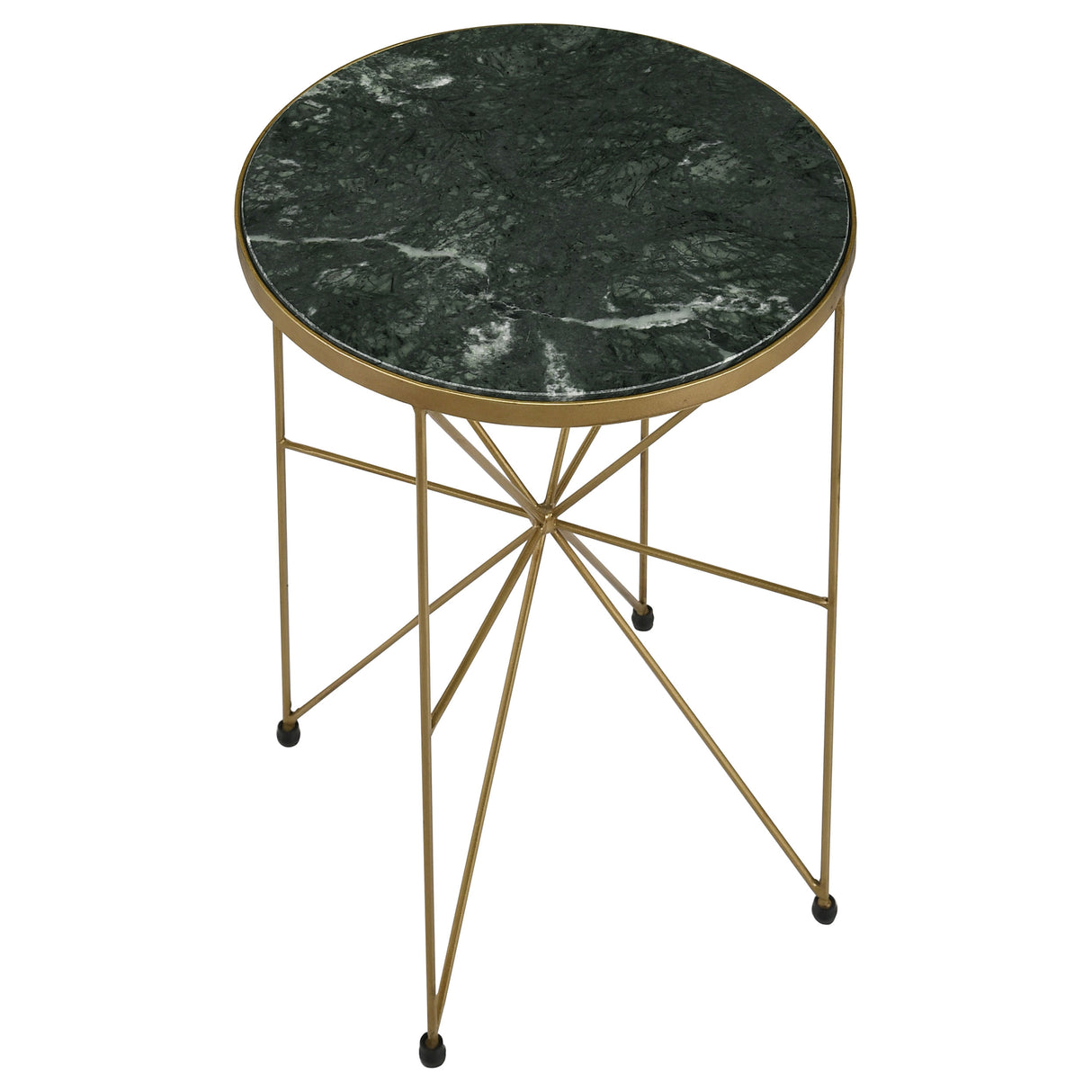 Eliska Round Accent Table With Marble Top Green And Antique Gold