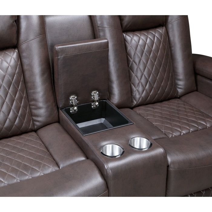 Caelan Dark Brown Power Double Reclining Loveseat