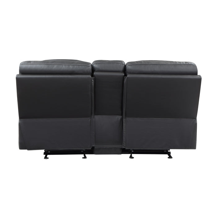 Fabian Grey Double Glider Reclining Love Seat With Center Console, Receptacles And Usb Ports