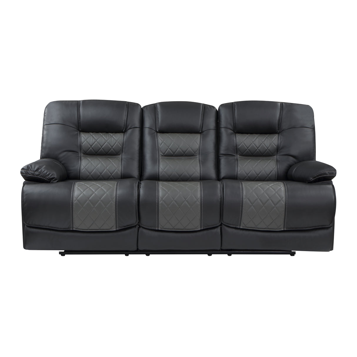 Fabian Grey Double Reclining Sofa With Center Drop-Down Cup Holders, Receptacles And Usb Ports