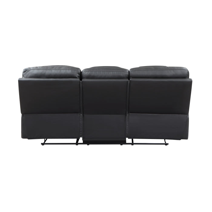 Fabian Grey Double Reclining Sofa With Center Drop-Down Cup Holders, Receptacles And Usb Ports