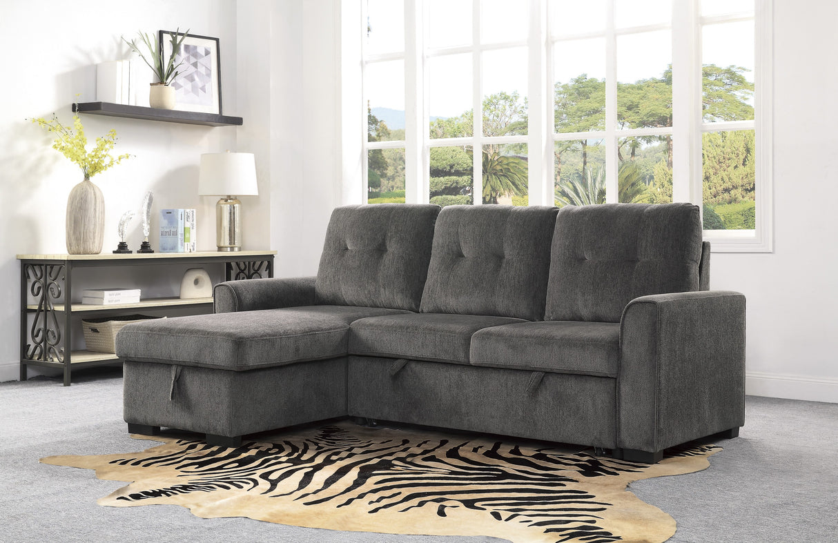 Carolina Exposed Feet With Faux Wood 2-Piece Reversible Sectional Pull-Out Bed And Hidden Storage