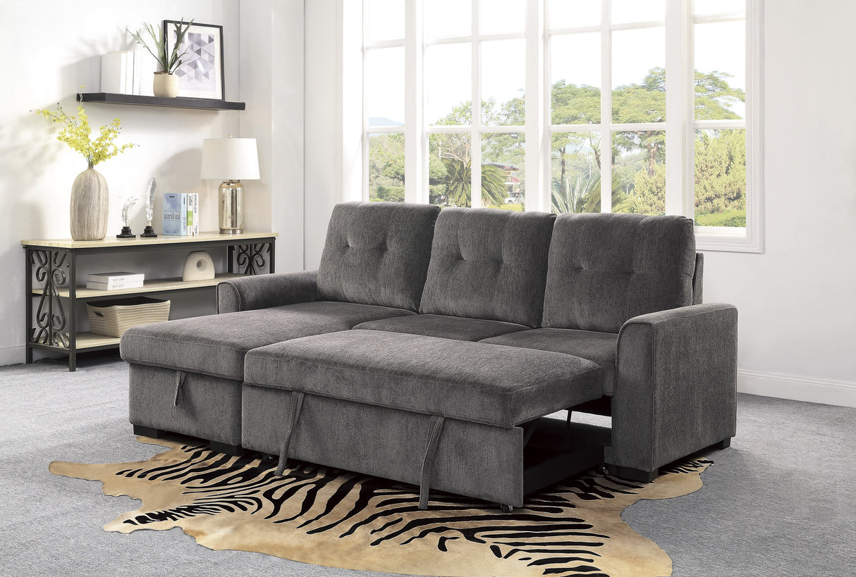 Carolina Exposed Feet With Faux Wood 2-Piece Reversible Sectional Pull-Out Bed And Hidden Storage