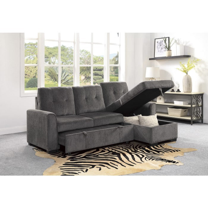 Carolina Exposed Feet With Faux Wood 2-Piece Reversible Sectional Pull-Out Bed And Hidden Storage