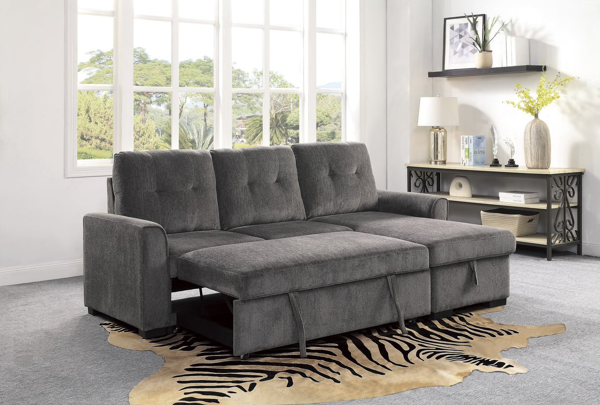 Carolina Exposed Feet With Faux Wood 2-Piece Reversible Sectional Pull-Out Bed And Hidden Storage