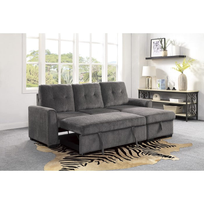 Carolina Exposed Feet With Faux Wood 2-Piece Reversible Sectional Pull-Out Bed And Hidden Storage