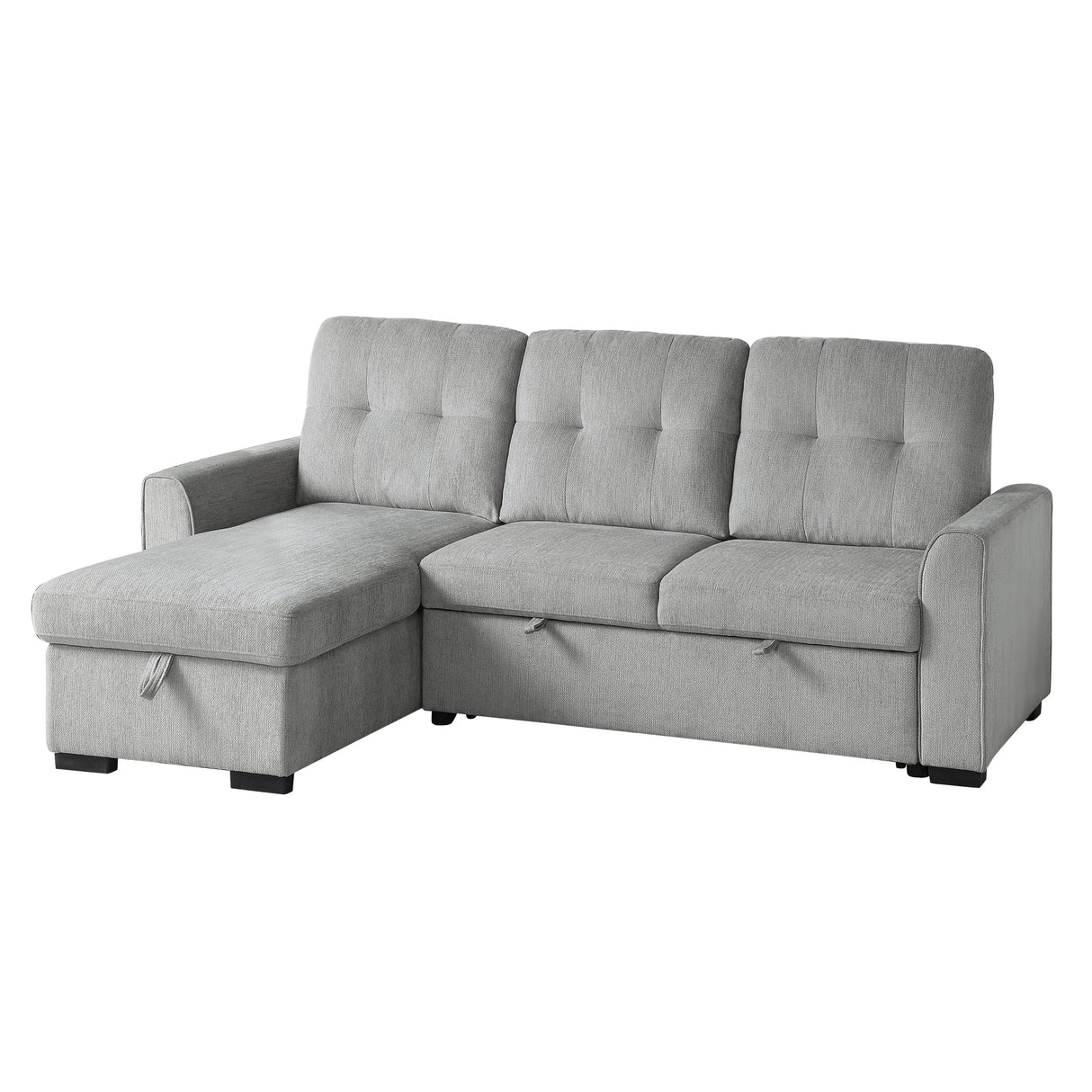 Carolina Exposed Feet With Faux Wood 2-Piece Reversible Sectional Pull-Out Bed And Hidden Storage