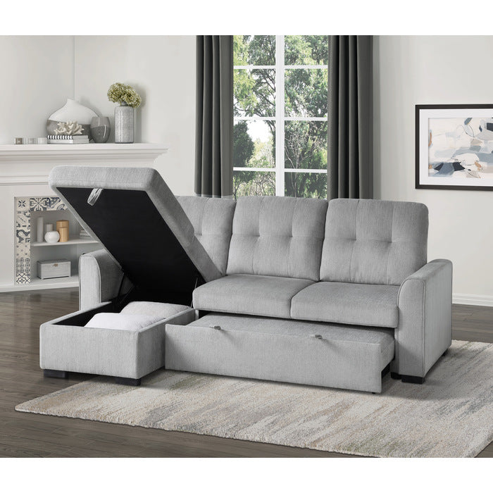 Carolina Exposed Feet With Faux Wood 2-Piece Reversible Sectional Pull-Out Bed And Hidden Storage