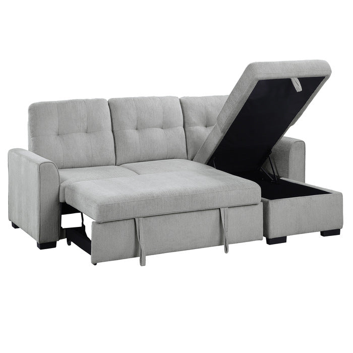Carolina Exposed Feet With Faux Wood 2-Piece Reversible Sectional Pull-Out Bed And Hidden Storage
