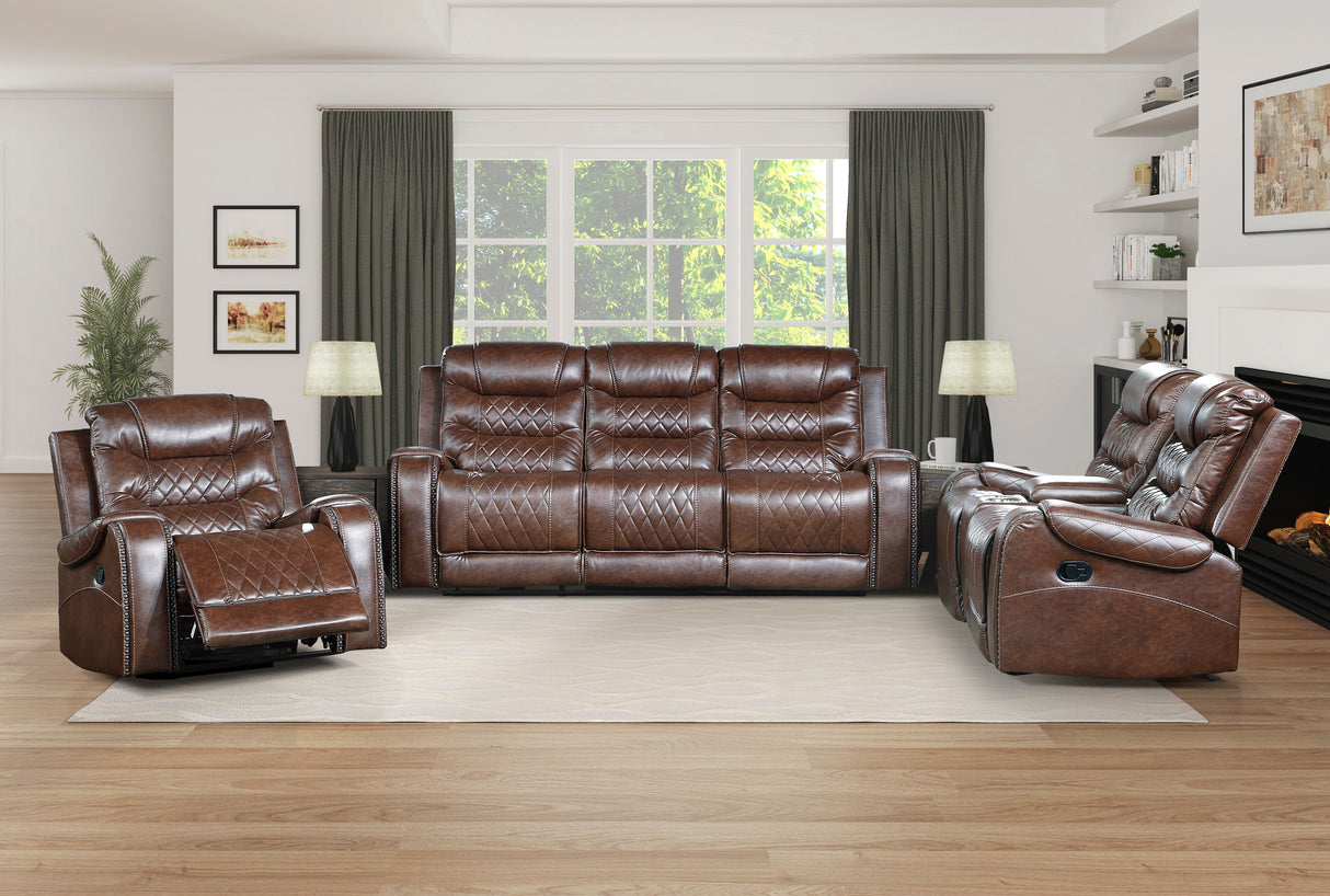 Putnam Brown Reclining Loveseat With Console