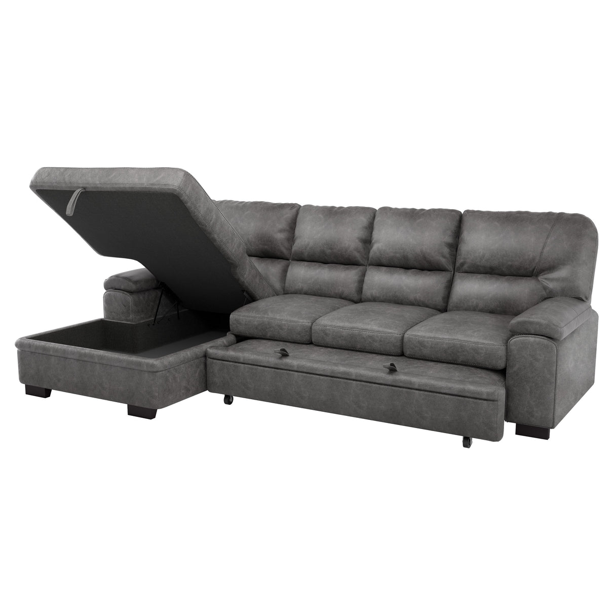 Michigan 2-Piece Sectional With Pull-Out Bed And Left Chaise Hidden Storage