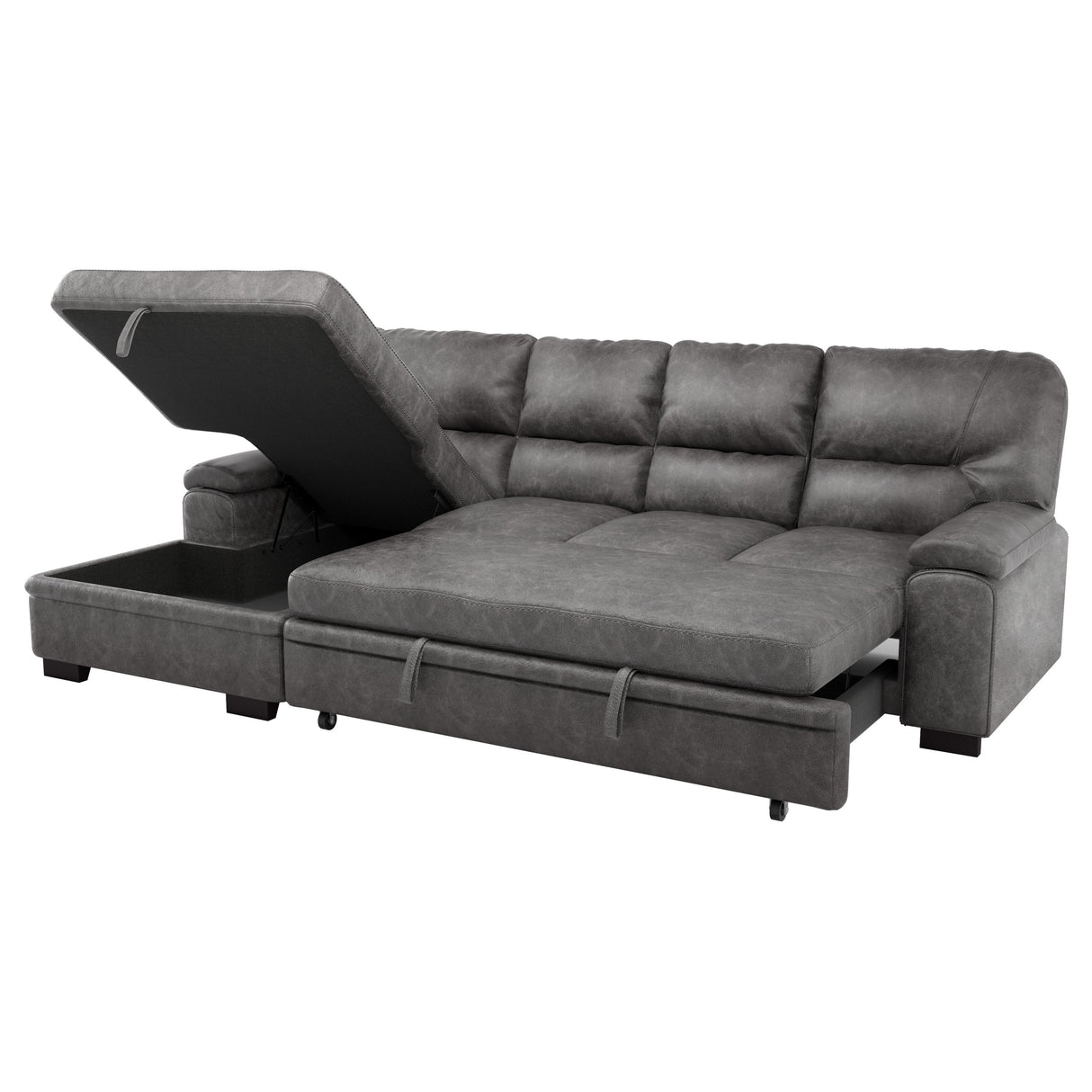 Michigan 2-Piece Sectional With Pull-Out Bed And Left Chaise Hidden Storage