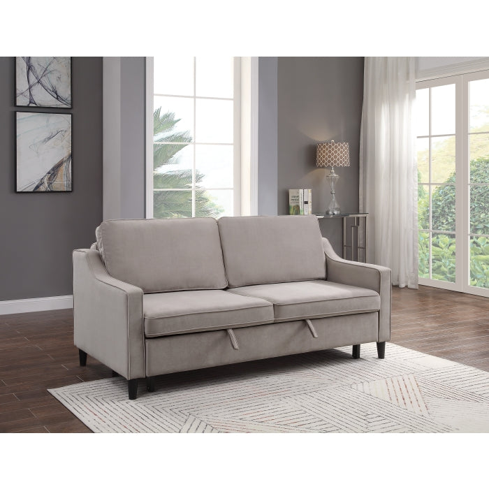 Adelia Cobblestone Velvet Convertible Studio Sofa with Pull-out Bed