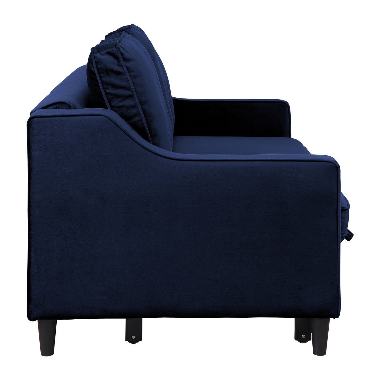 Adelia Navy Velvet Convertible Studio Sofa with Pull-out Bed