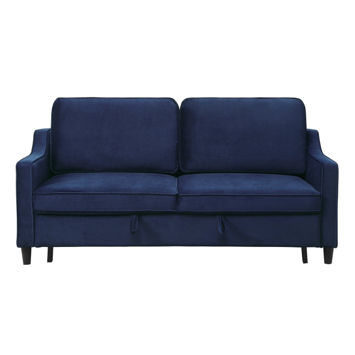 Adelia Navy Velvet Convertible Studio Sofa with Pull-out Bed