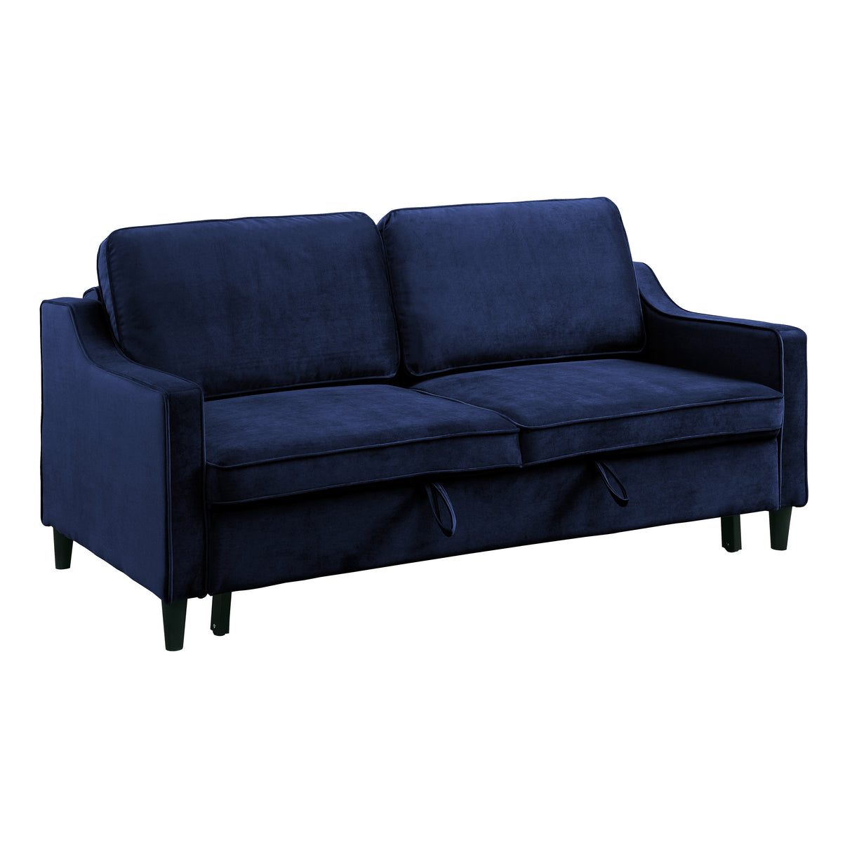 Adelia Navy Velvet Convertible Studio Sofa with Pull-out Bed