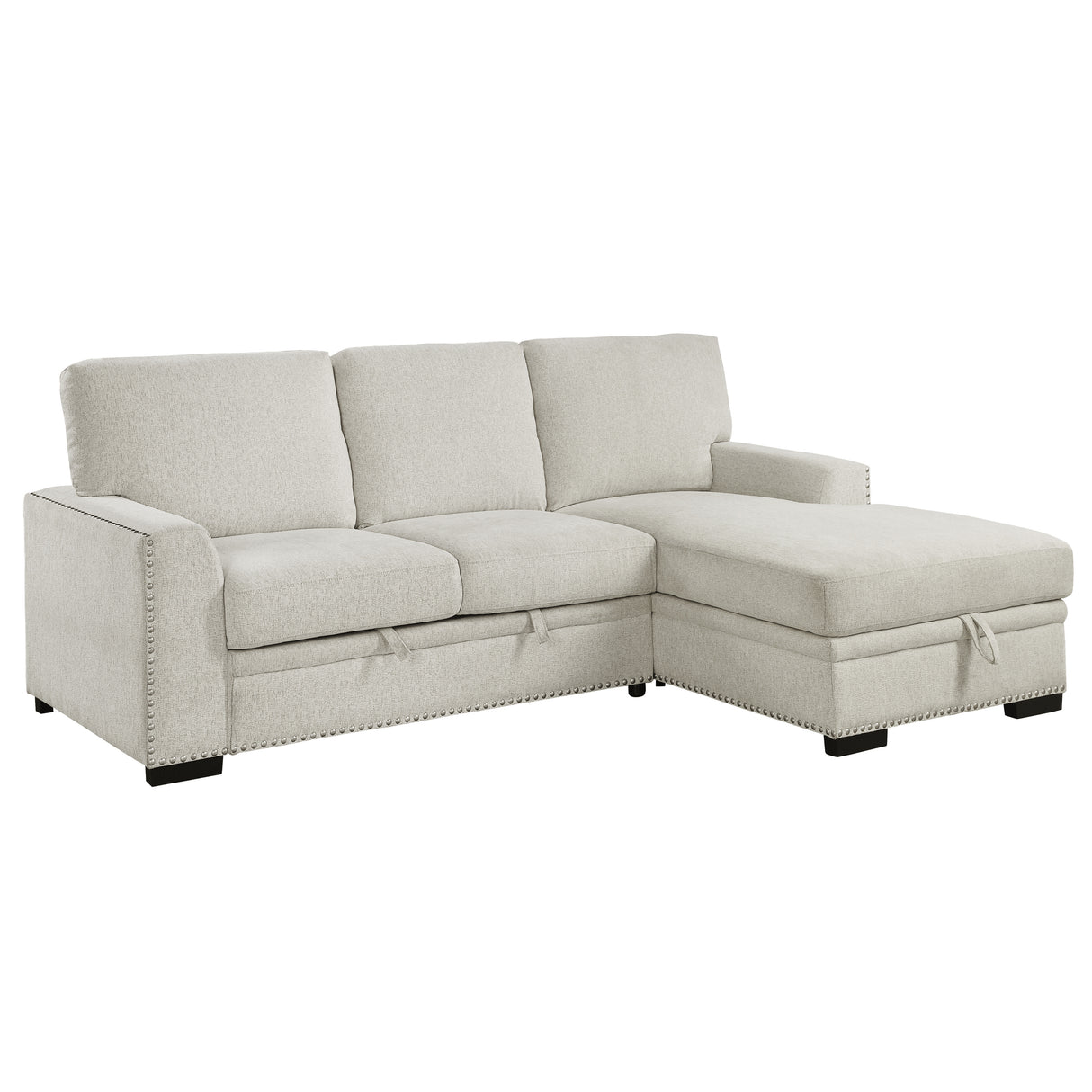 Morelia Exposed Feet With Faux Wood 2-Piece Sectional Pull-Out Bed And Right Chaise Hidden Storage