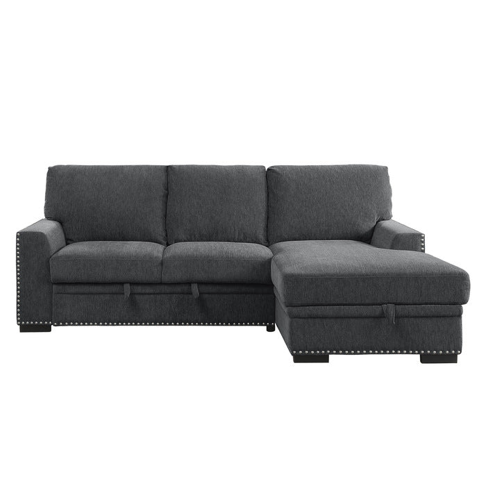 Morelia Exposed Feet With Faux Wood 2-Piece Sectional Pull-Out Bed And Right Chaise Hidden Storage