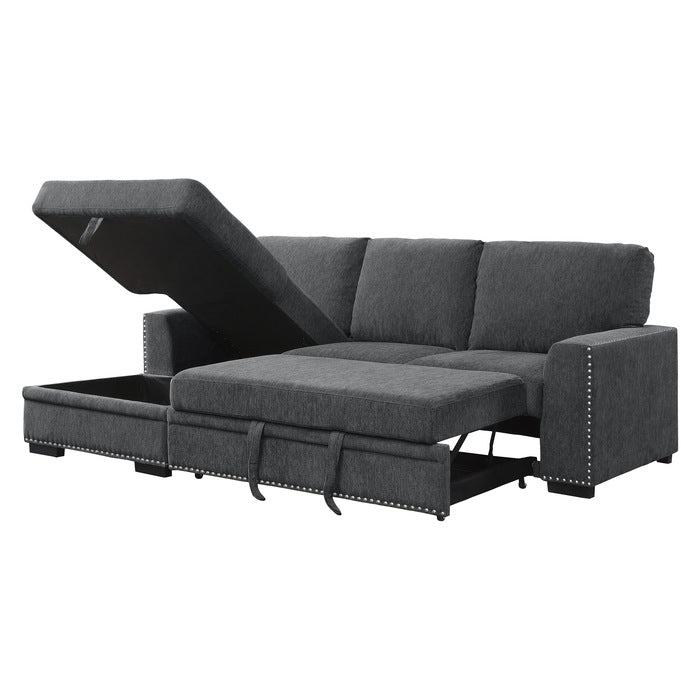 Morelia Exposed Feet With Faux Wood 2-Piece Sectional Pull-Out Bed And Left Chaise Hidden Storage