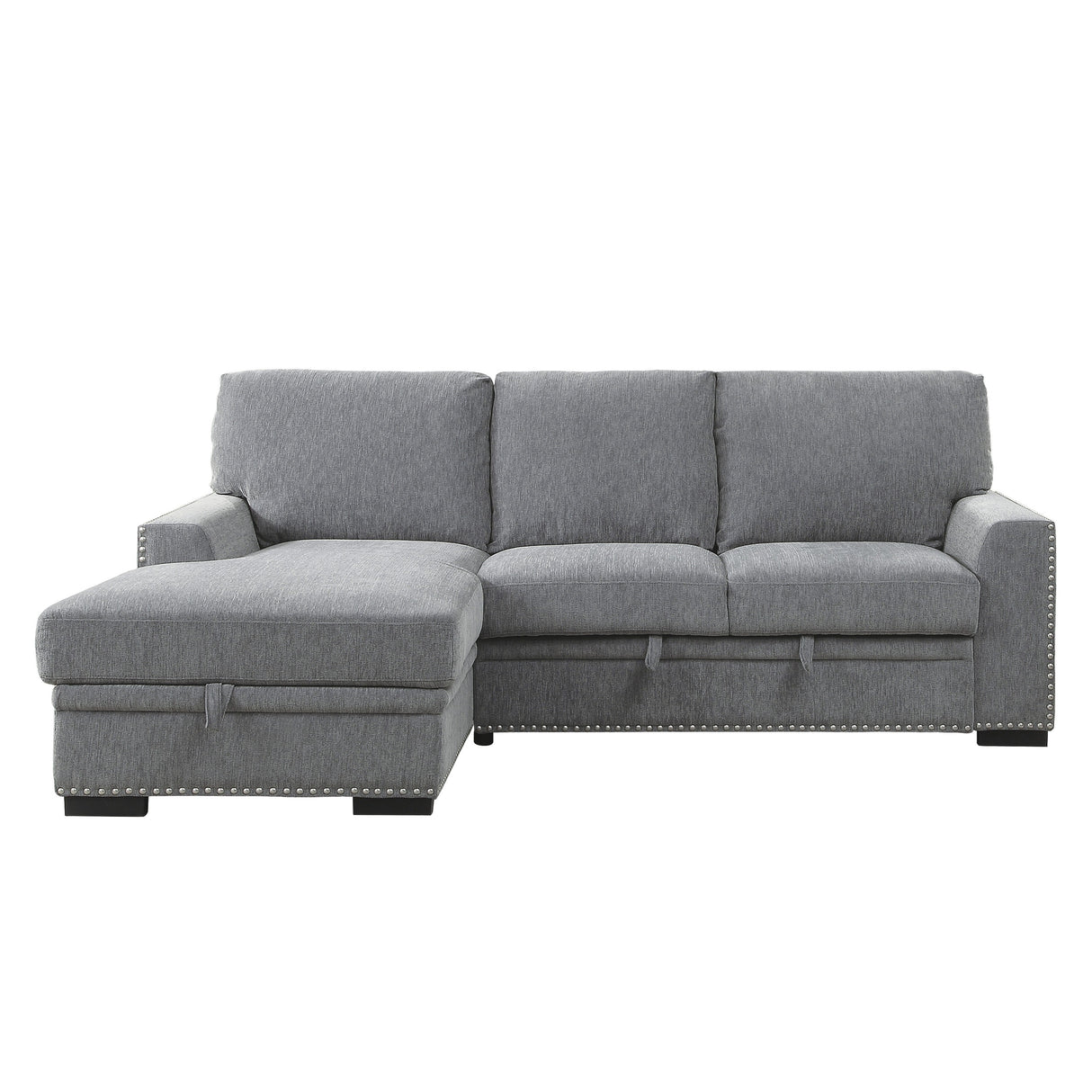 Morelia Exposed Feet With Faux Wood 2-Piece Sectional Pull-Out Bed And Left Chaise Hidden Storage