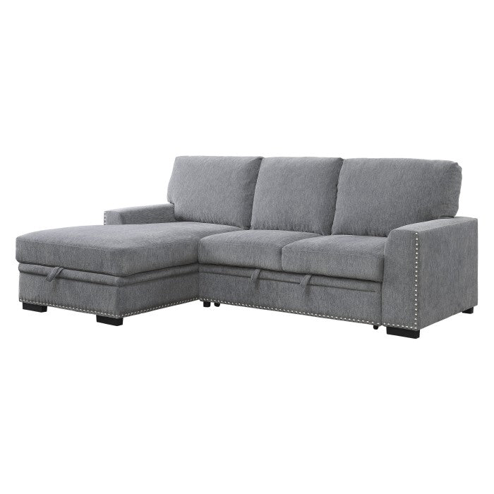Morelia Exposed Feet With Faux Wood 2-Piece Sectional Pull-Out Bed And Left Chaise Hidden Storage