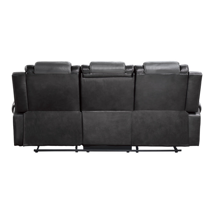 Briscoe Gray Reclining Sofa With Drop Down Table