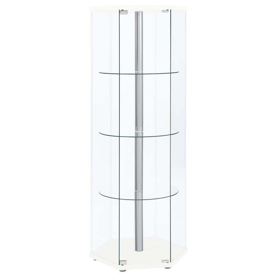 Zahavah 4-Shelf Hexagon Shaped Curio Cabinet White And Clear