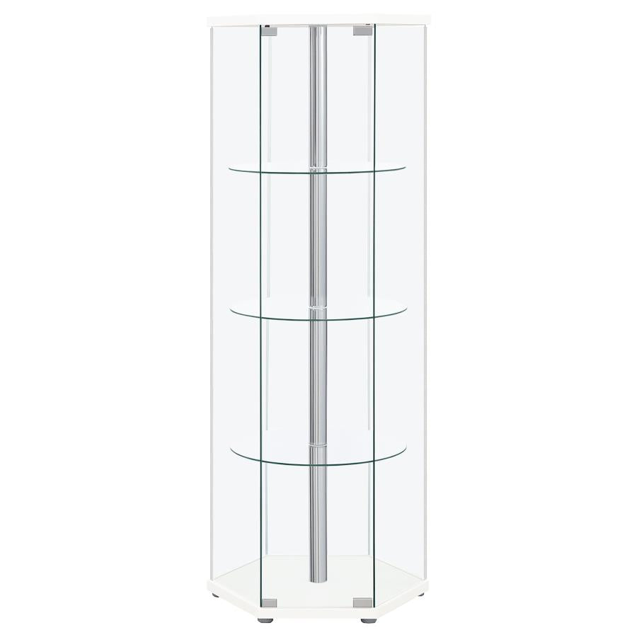 Zahavah 4-Shelf Hexagon Shaped Curio Cabinet White And Clear