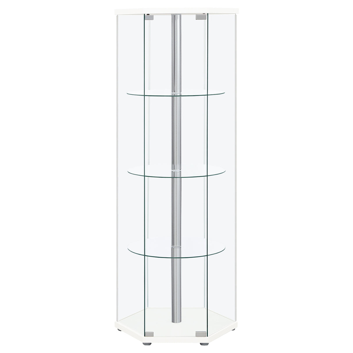 Zahavah 4-Shelf Hexagon Shaped Curio Cabinet White And Clear