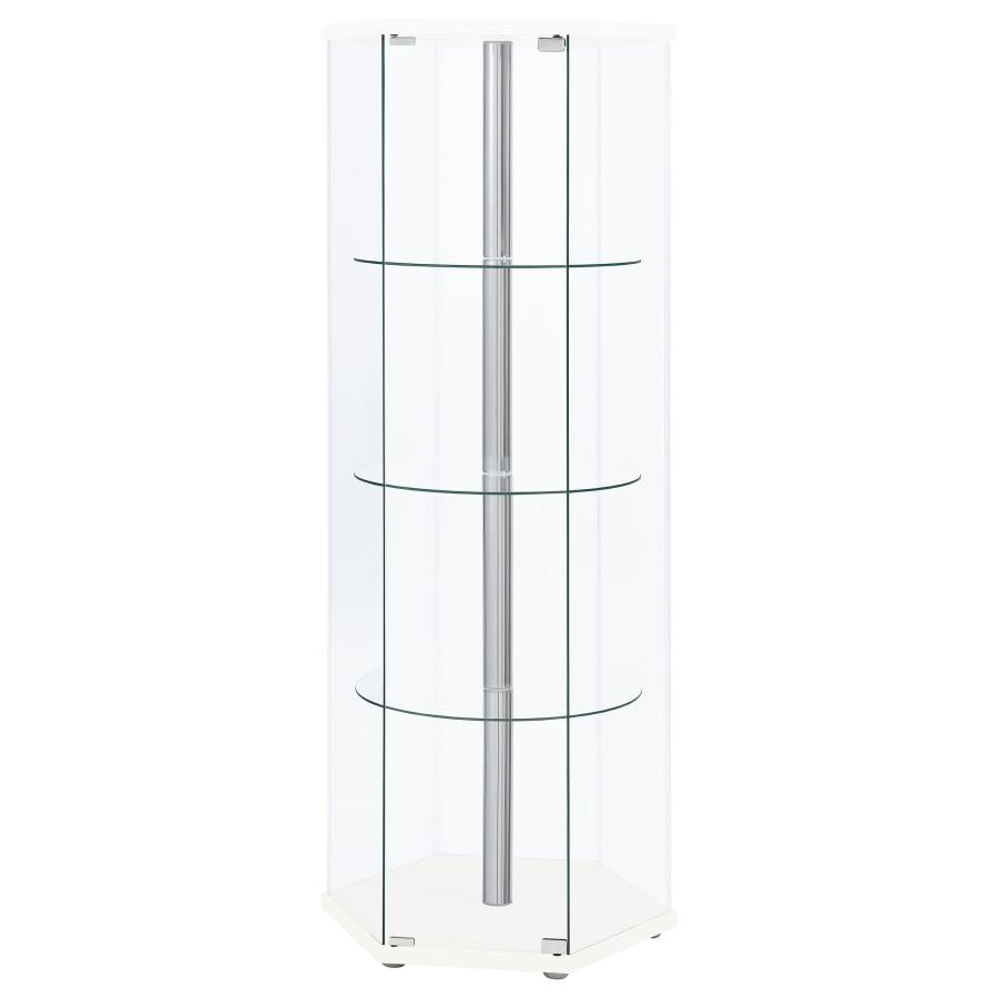 Zahavah 4-Shelf Hexagon Shaped Curio Cabinet White And Clear