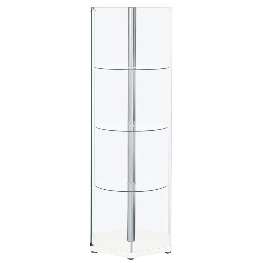 Zahavah 4-Shelf Hexagon Shaped Curio Cabinet White And Clear