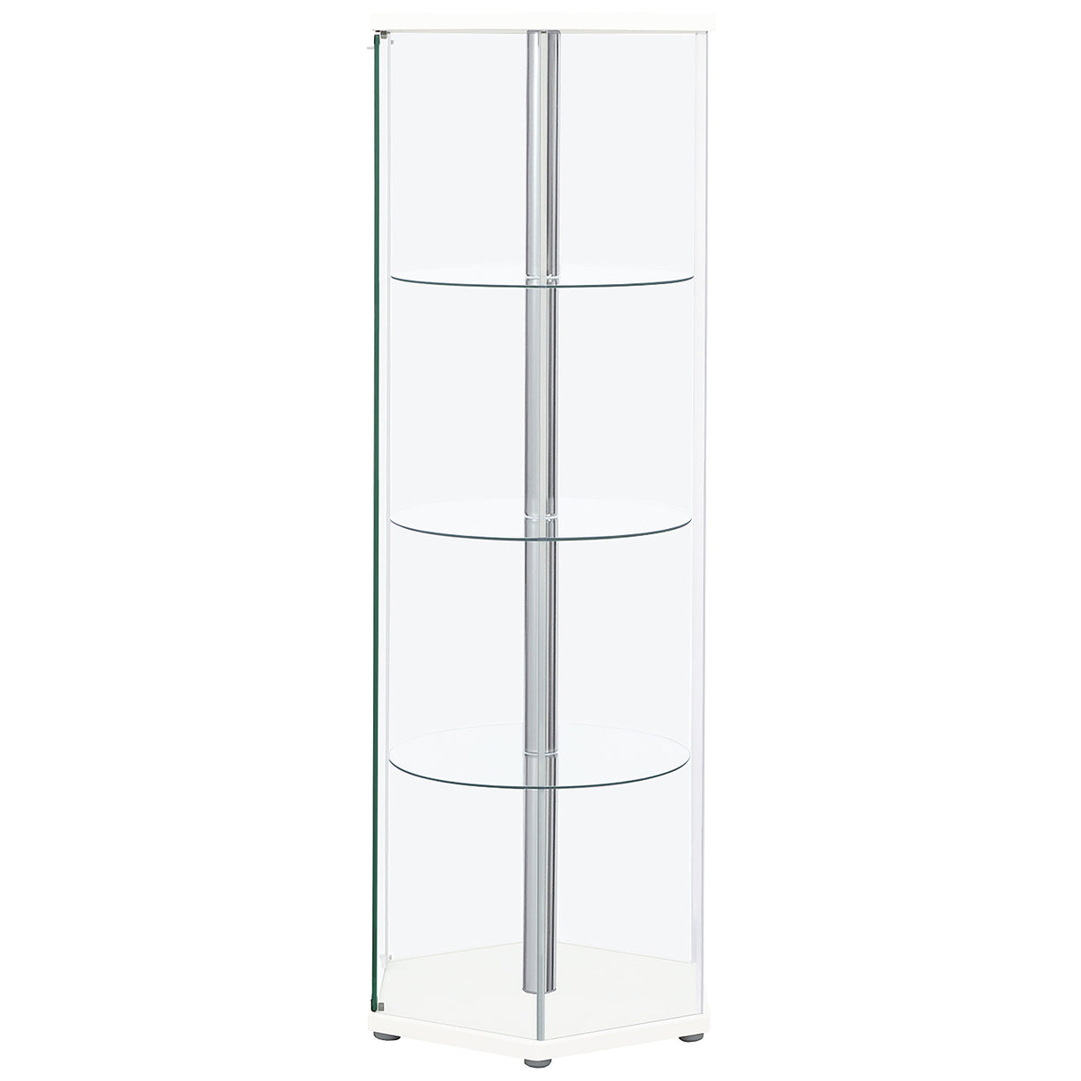 Zahavah 4-Shelf Hexagon Shaped Curio Cabinet White And Clear