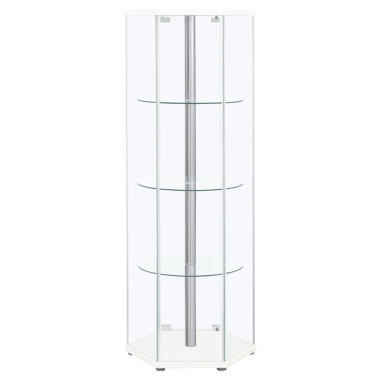 Zahavah 4-Shelf Hexagon Shaped Curio Cabinet White And Clear