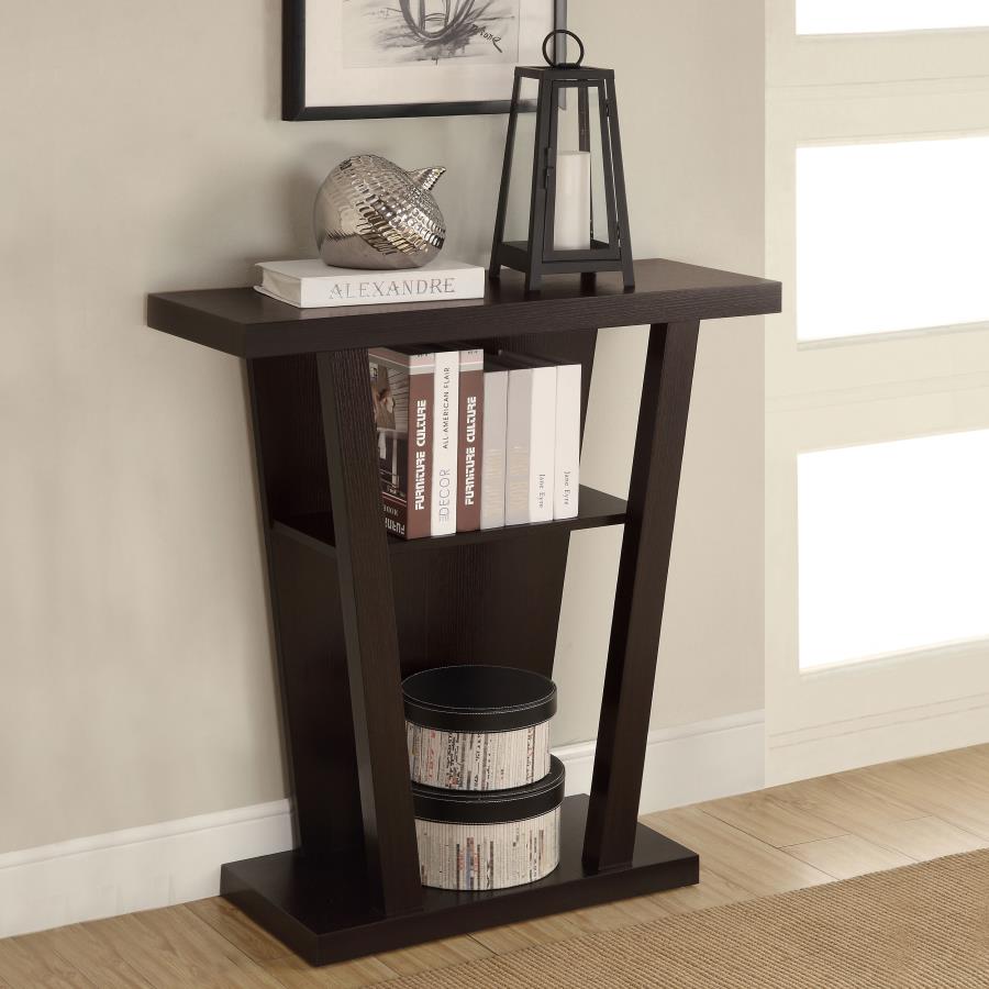 Evanna 2-Shelf Console Table Cappuccino