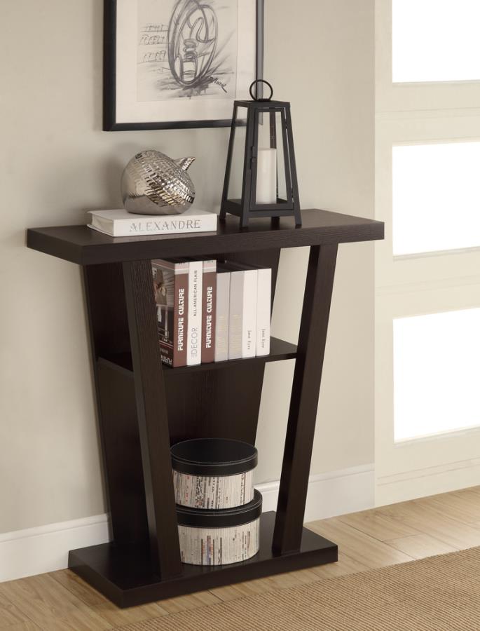 Evanna 2-Shelf Console Table Cappuccino