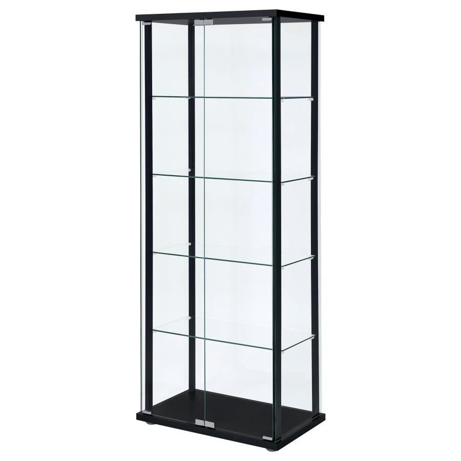 Delphinium 5-Shelf Glass Curio Cabinet Black And Clear