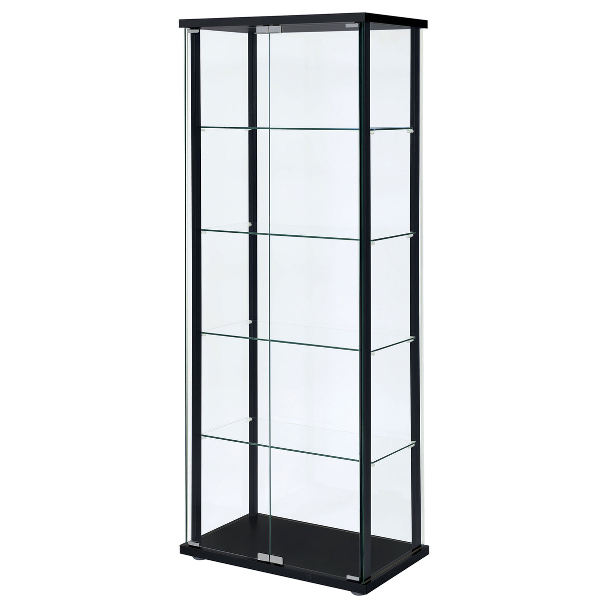 Delphinium 5-Shelf Glass Curio Cabinet Black And Clear