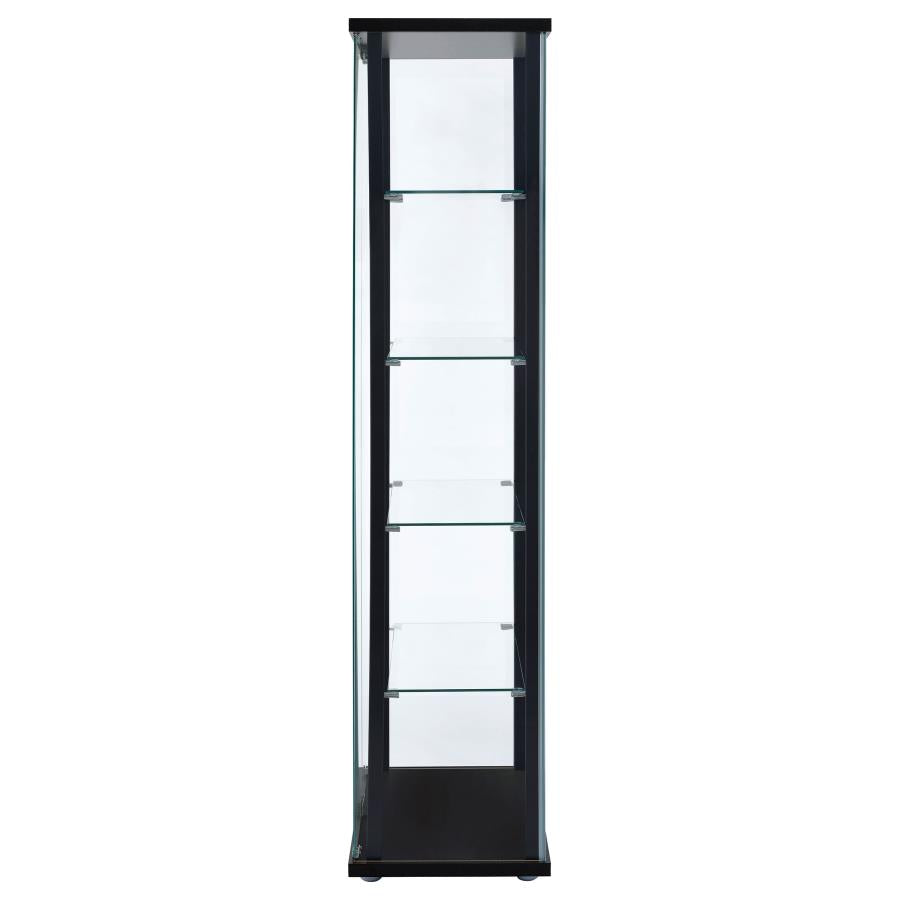 Delphinium 5-Shelf Glass Curio Cabinet Black And Clear