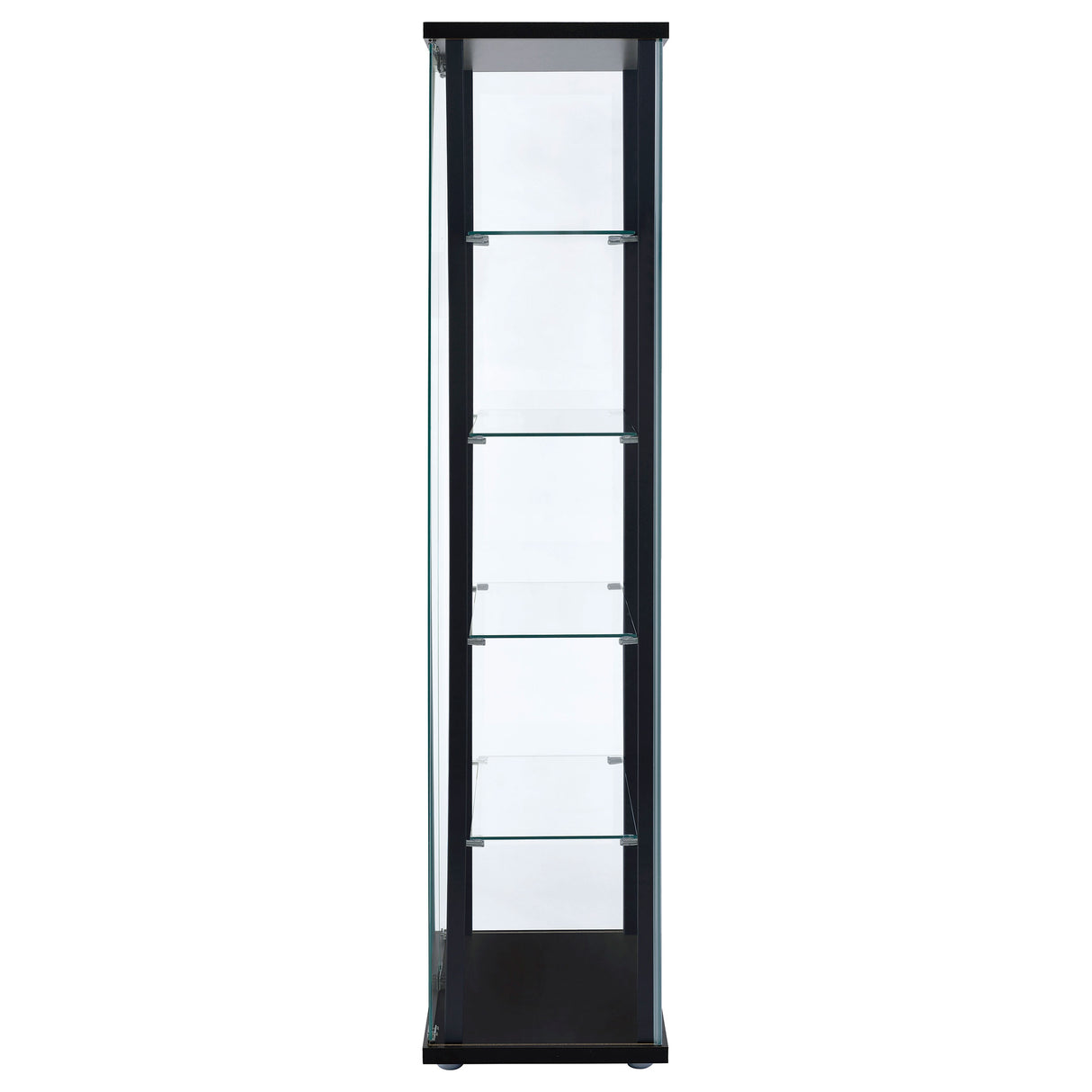 Delphinium 5-Shelf Glass Curio Cabinet Black And Clear