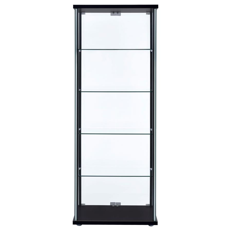 Delphinium 5-Shelf Glass Curio Cabinet Black And Clear