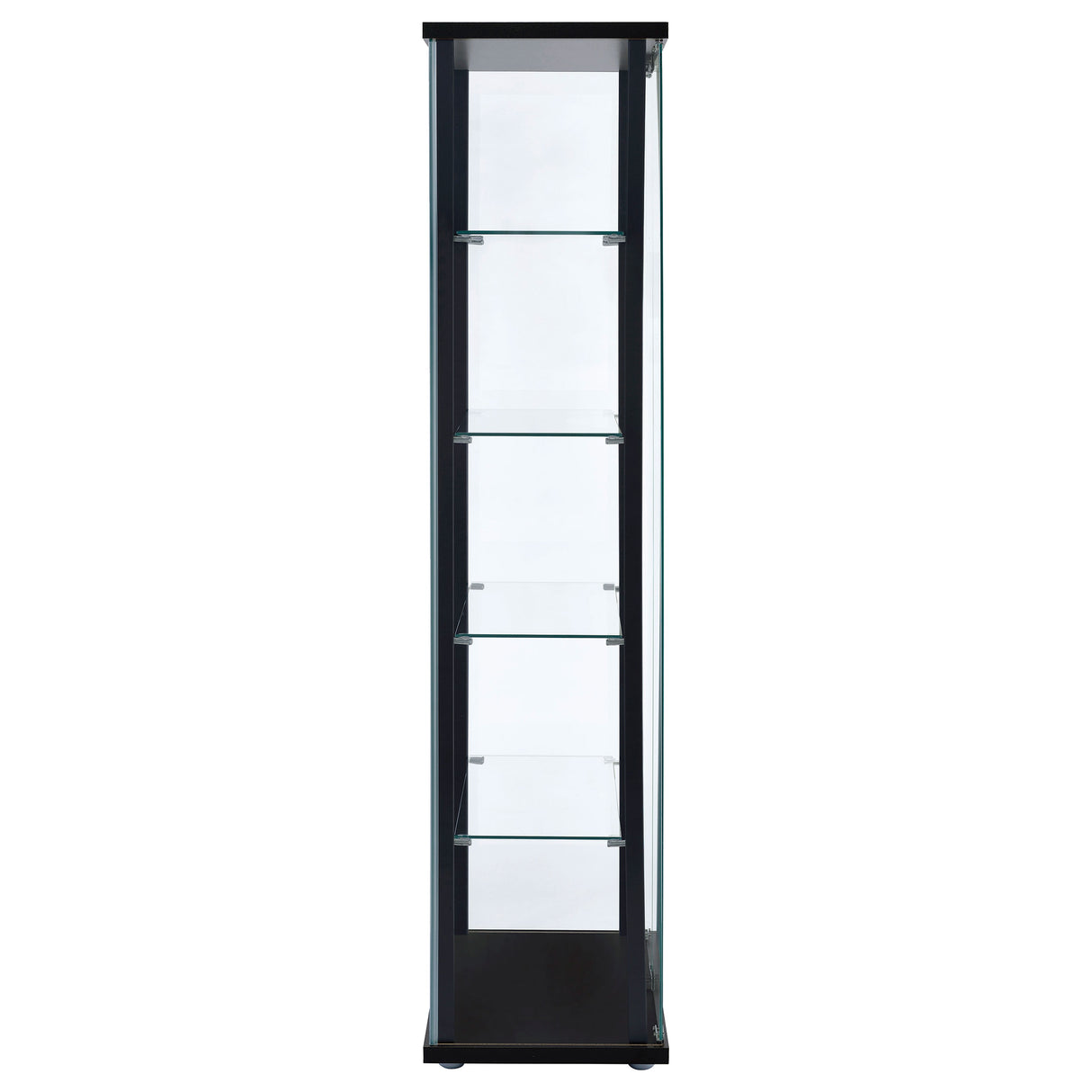 Delphinium 5-Shelf Glass Curio Cabinet Black And Clear