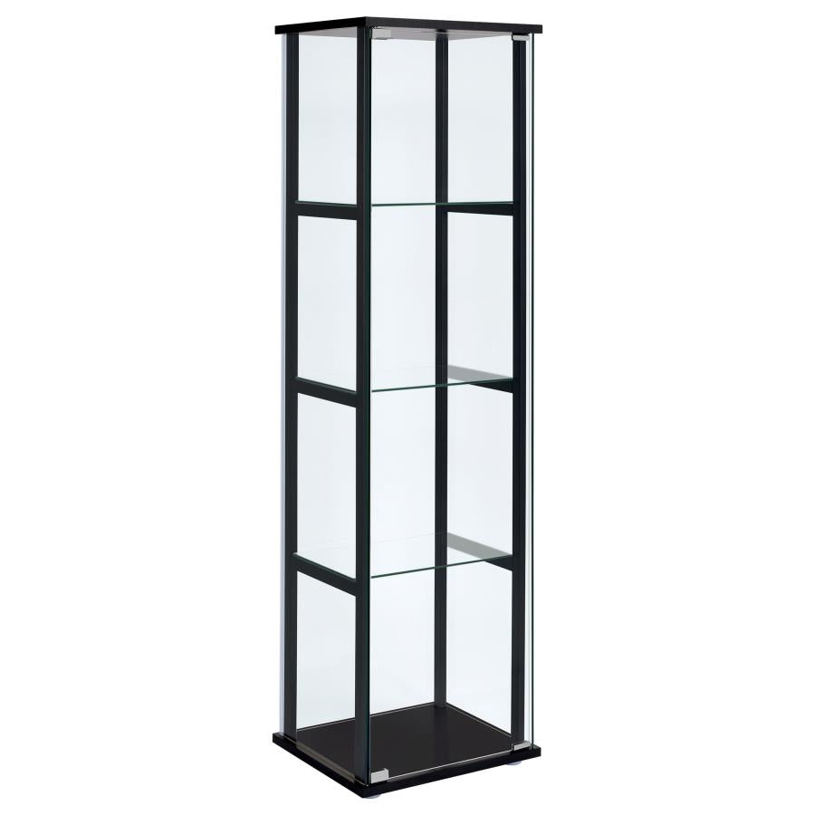 Cyclamen 4-Shelf Glass Curio Cabinet Black And Clear
