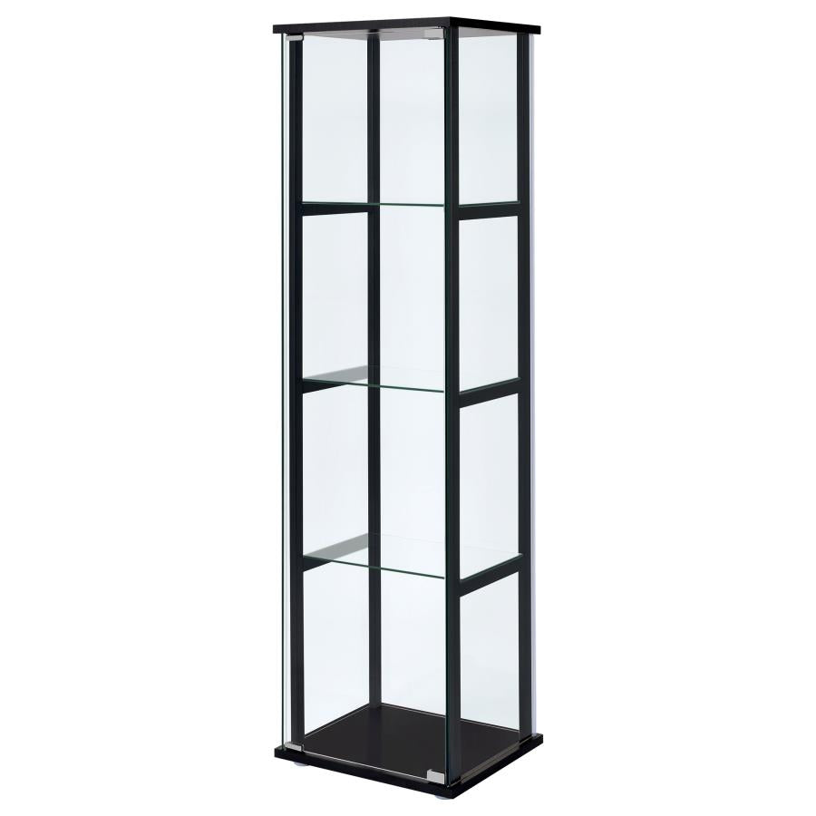 Cyclamen 4-Shelf Glass Curio Cabinet Black And Clear