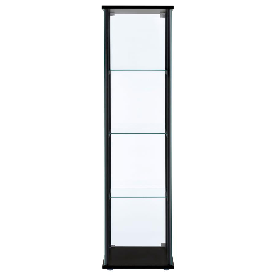 Cyclamen 4-Shelf Glass Curio Cabinet Black And Clear