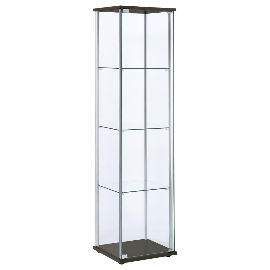 Bellatrix Rectangular 4-Shelf Curio Cabinet Cappuccino And Clear