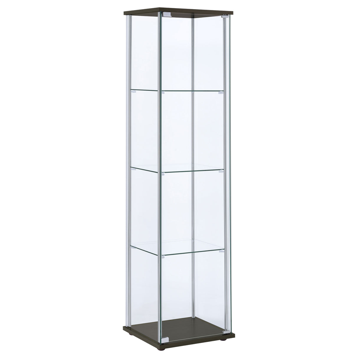 Bellatrix Rectangular 4-Shelf Curio Cabinet Cappuccino And Clear