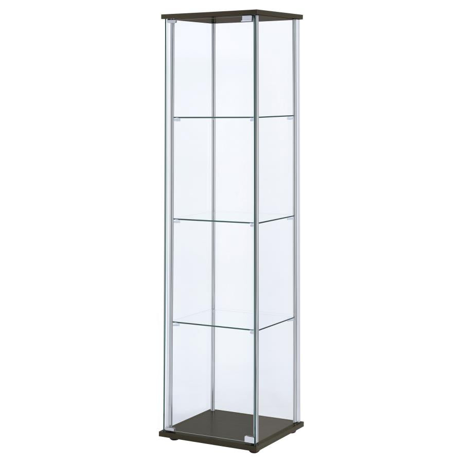 Bellatrix Rectangular 4-Shelf Curio Cabinet Cappuccino And Clear